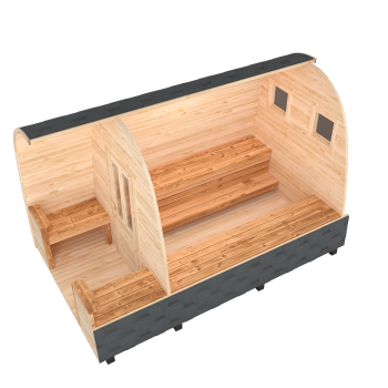 Preview: Fasssauna / Gartensauna / Banja / Viking 4,0 m mit Balkon